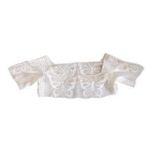 Vintage Handmade Crochet Mini Top Size S/M Cream Butterfly Sheer Cottage Core